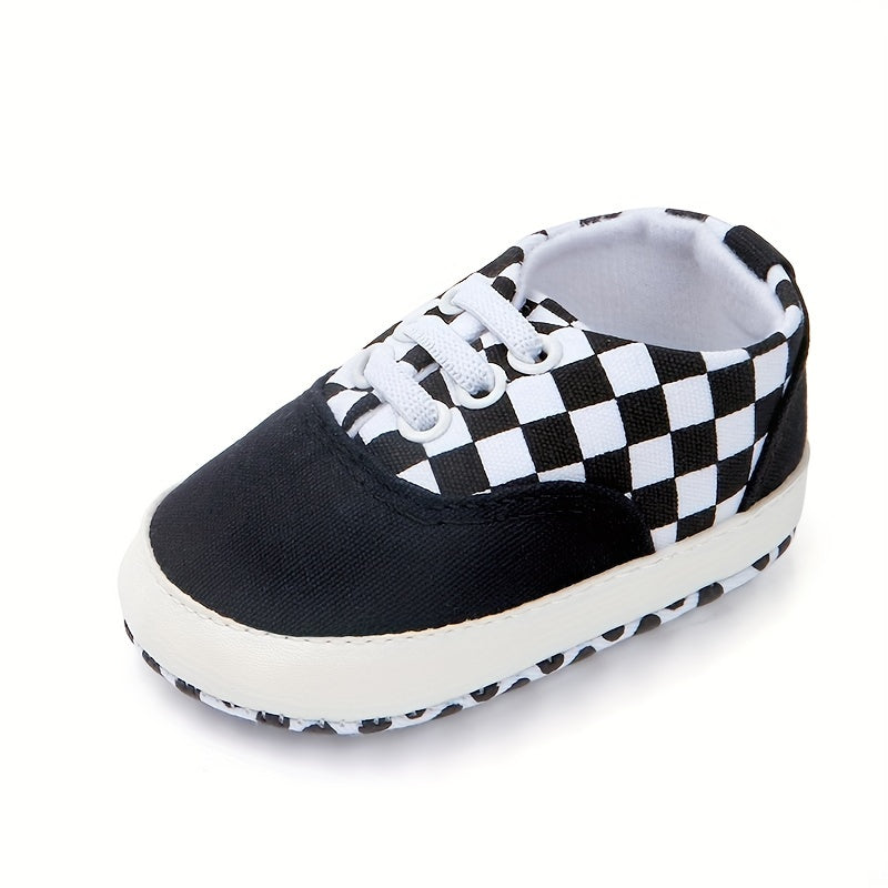 Infant Plaid Canvas Shoes Soft Breathable Non Slip Baby Shoes