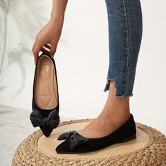 Women's Bowknot Ballet Flats Pointed Toe Slip On Shoes