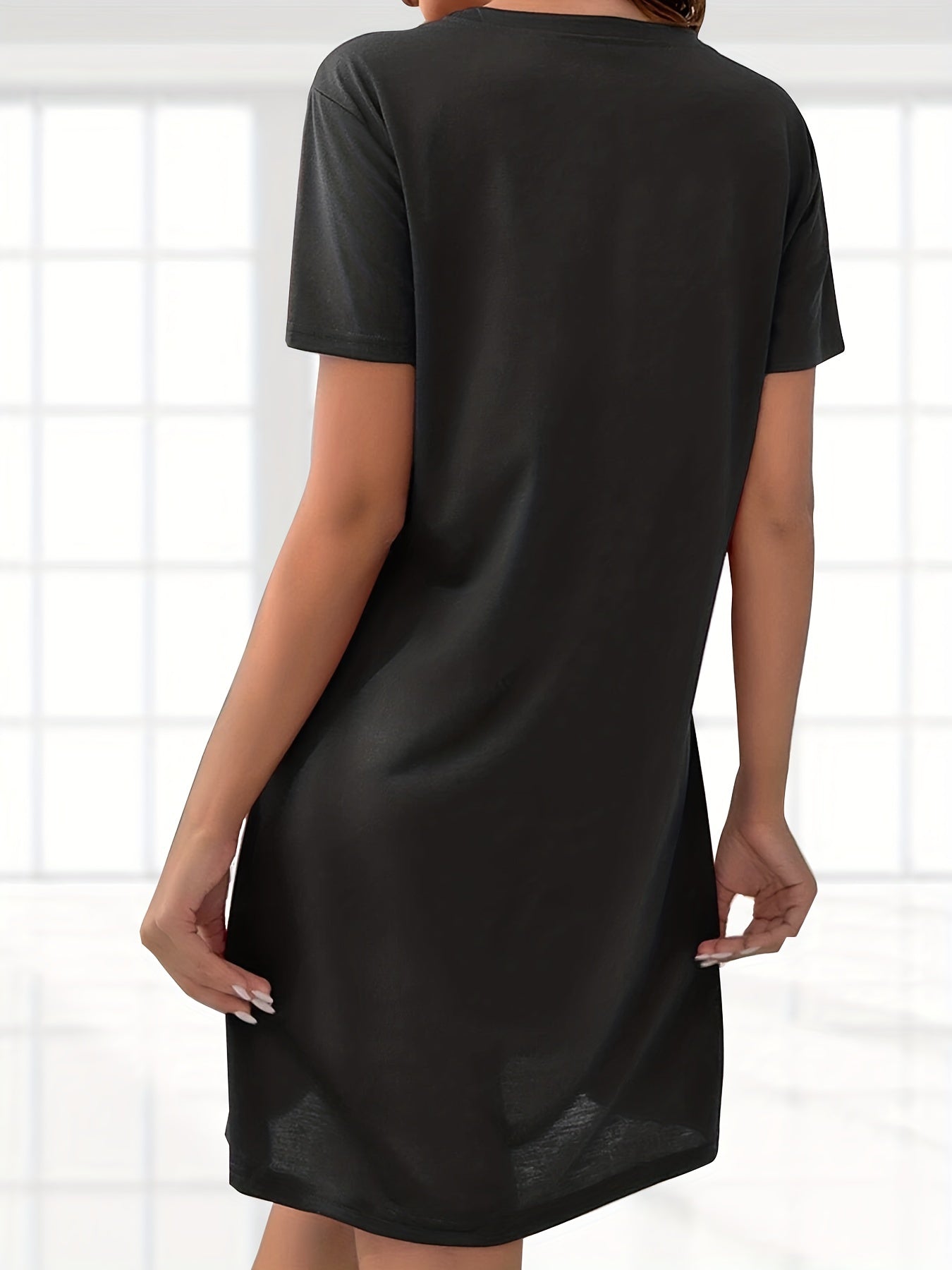 Heart Print Short Sleeve T-shirt Sleep Dress