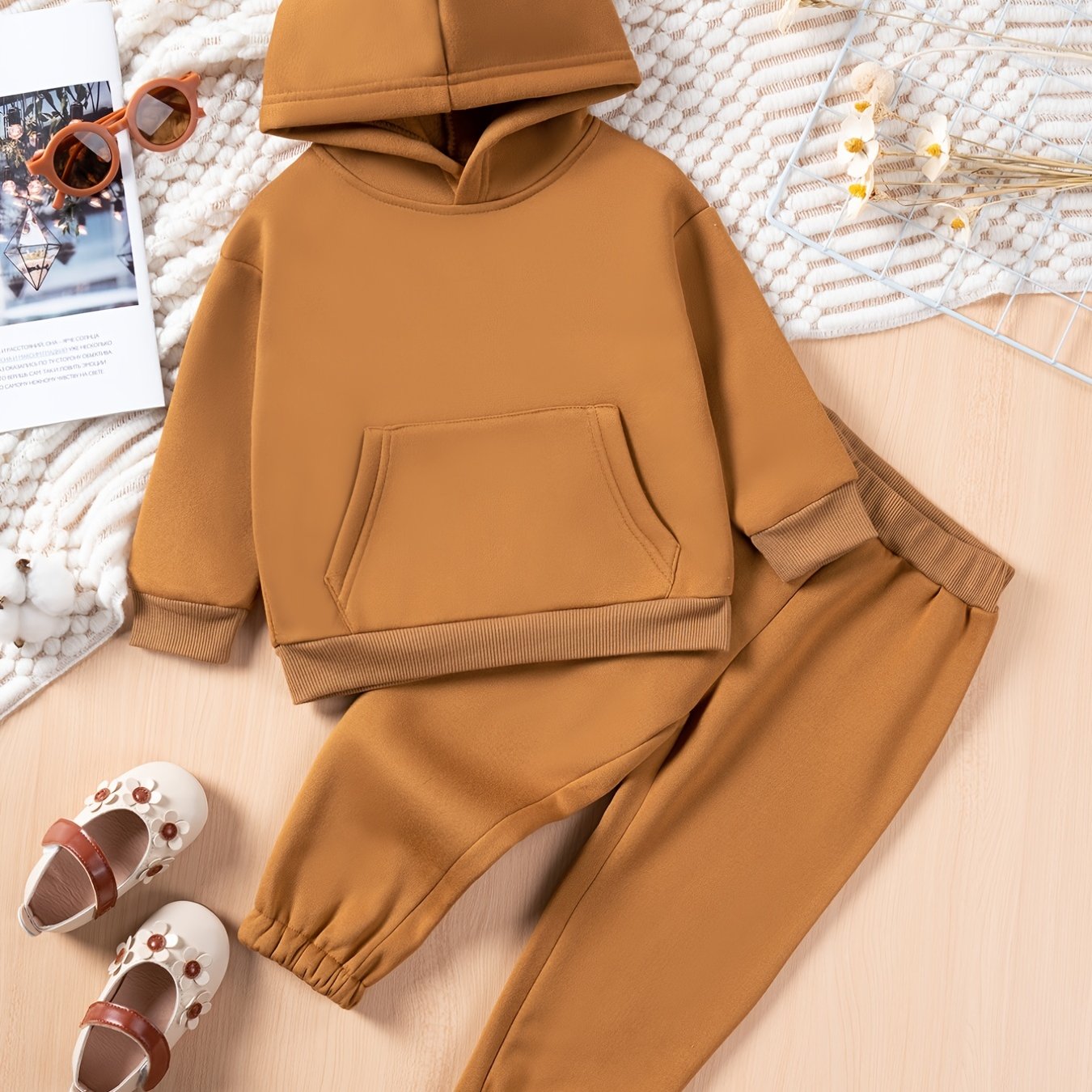 Toddler Boy's Thermal Outfit 2pcs Hoodie & Sweatpants Set