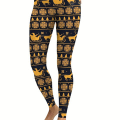Deer Printed Sports Leggings for Teens Girls High Stretch Running Fitness Tight