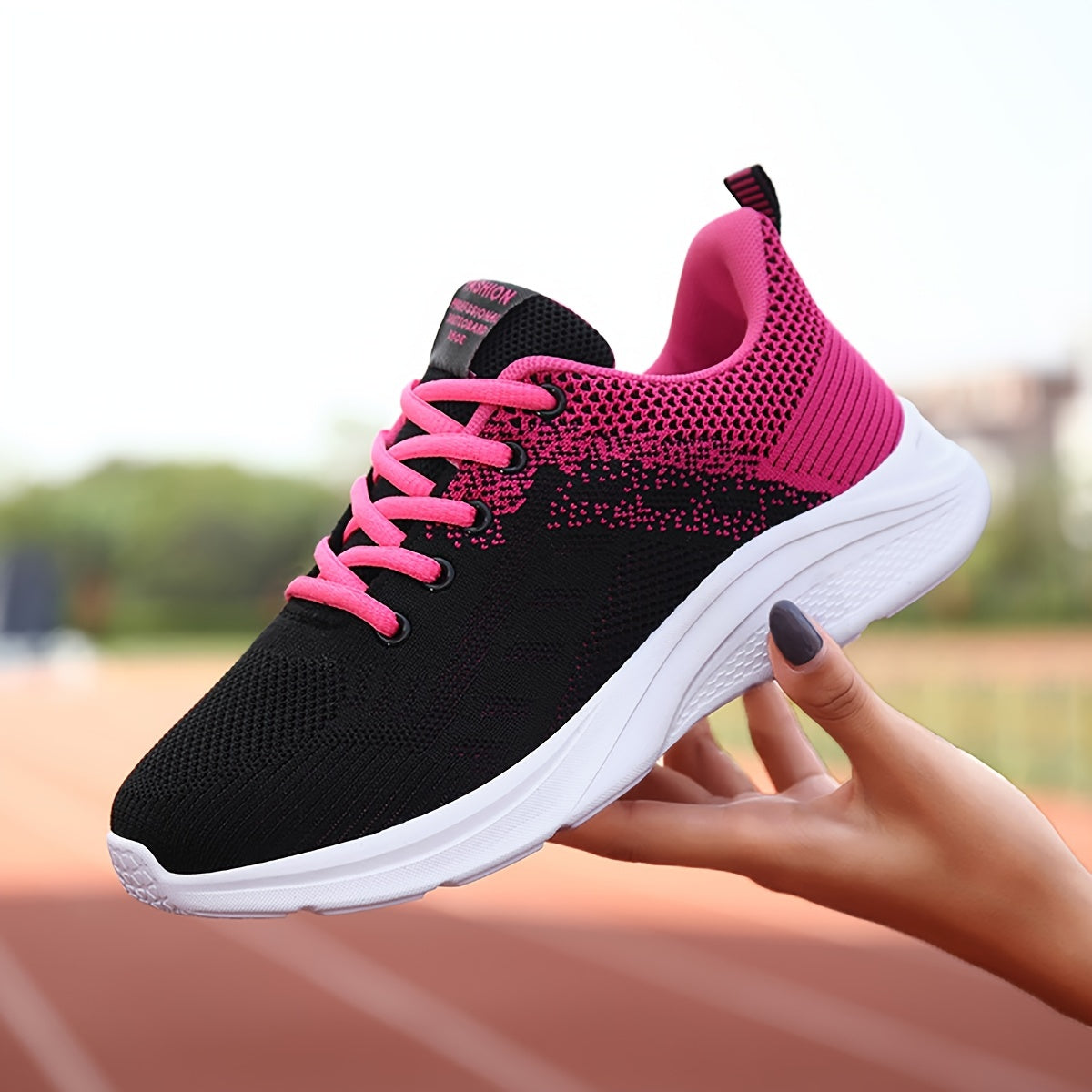 Women's Mesh Lace Up Running Shoes Lightweight Two Tone Sneakers