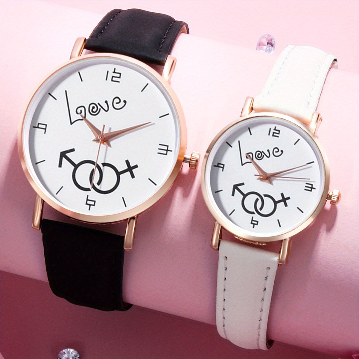 Love Couple Digital Quartz Watches PU Leather Strap