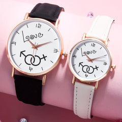 Love Couple Digital Quartz Watches PU Leather Strap