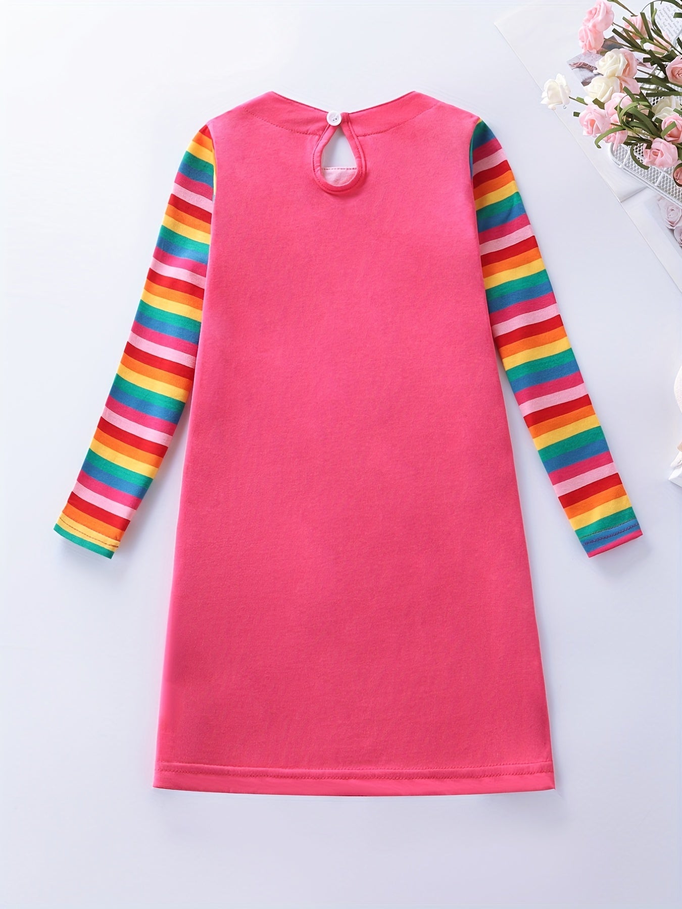 Girls Unicorn Embroidered Long Sleeve Casual Dress