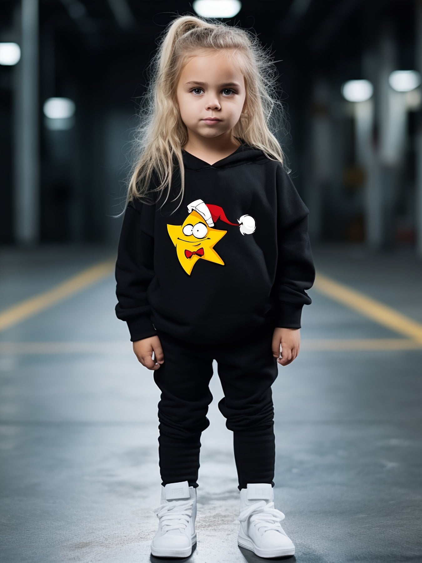 OERYUI Christmas Star Print Hooded Pullover Pants Set For Sports