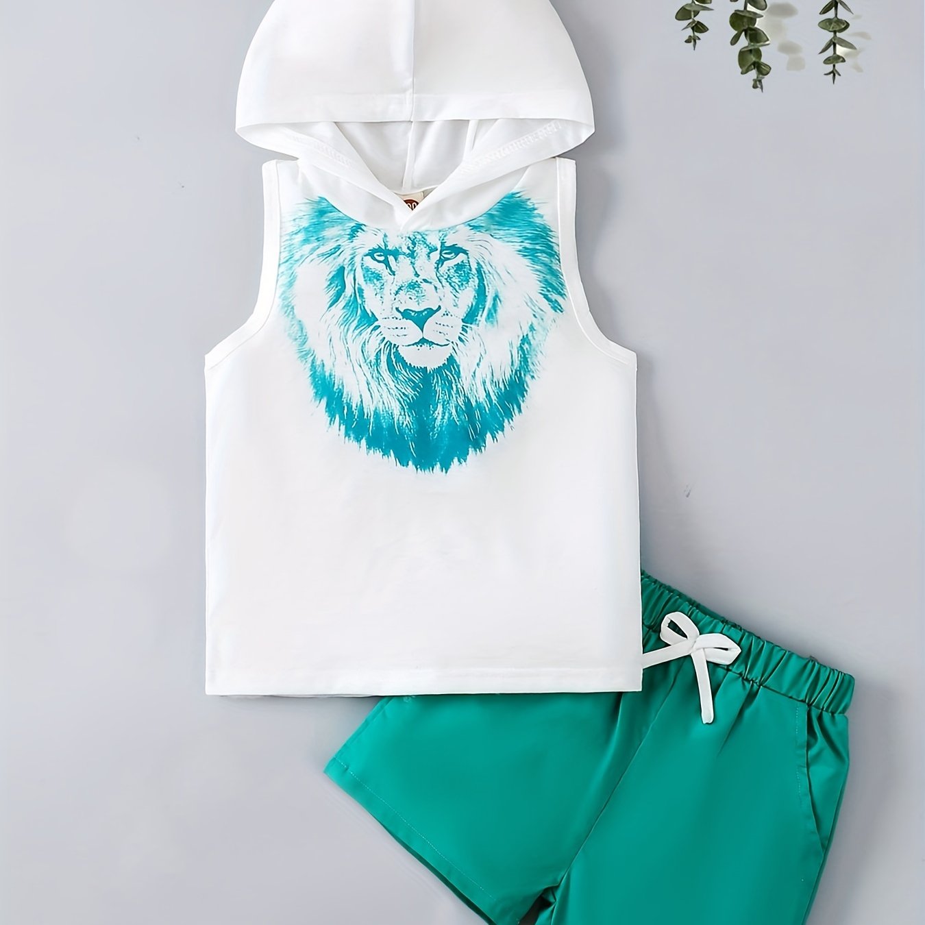 Boys Lion Print Tank Top & Shorts Set