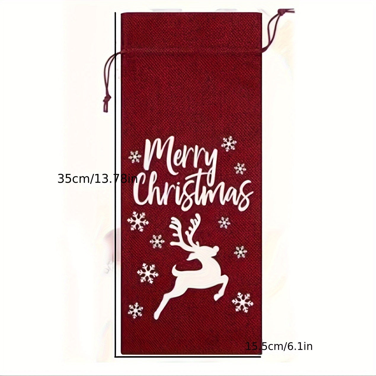 Christmas Linen Wine Bottle Bag Drawstring Wine Bottle Cover