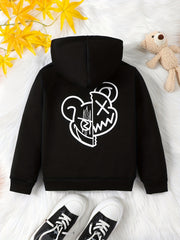 Funny Bear Print Kid's Hoodie Halloween Style Long Sleeve Top