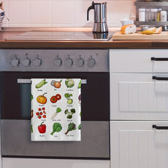 2pcs Veggie Pattern Hand Towels Microfiber Square Dish Cloths