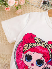 Girl Pattern Outfit 3pcs T-shirt & Bag & Skirt Set for Spring Autumn