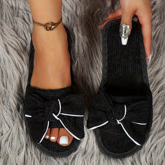 Women's Bowknot Decor Home Slippers Living Room Shoes