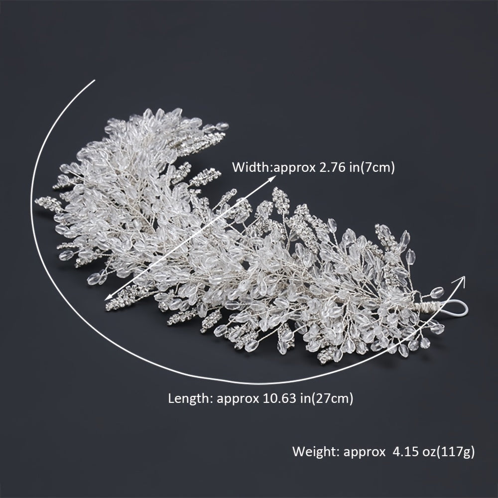 Beaded Crown Tiara Headbands for Wedding Dress