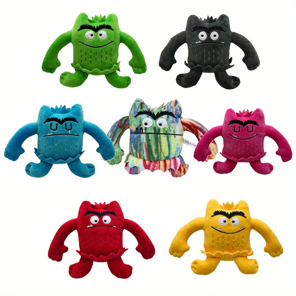 7pcs Cute Emotional Monster Plush Toys Stuffed Dolls Red Yellow Grey Rose Colors