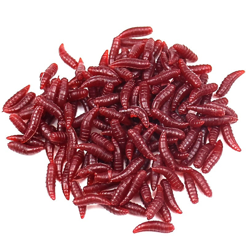 100pcs Maggot Grub Soft Lure Protein Soft Bait Worm Fishing Lures