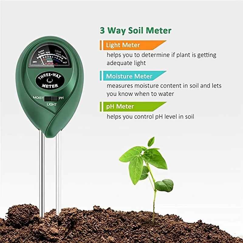 3-in-1 Soil PH Meter Moisture Light Tester Tool for Plant Care