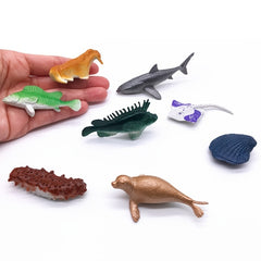 24pcs Sea Animal Toys Set Mini Ocean Figures Sea Lion Shark Turtle Seahorse Whal