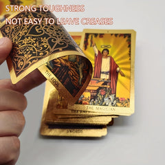 Golden Foil Tarot Deck 78 Waterproof Cards with Instruction Booklet