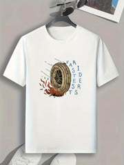 Burning Tyre Print Men's Graphic T shirt Casual Comfy Tees