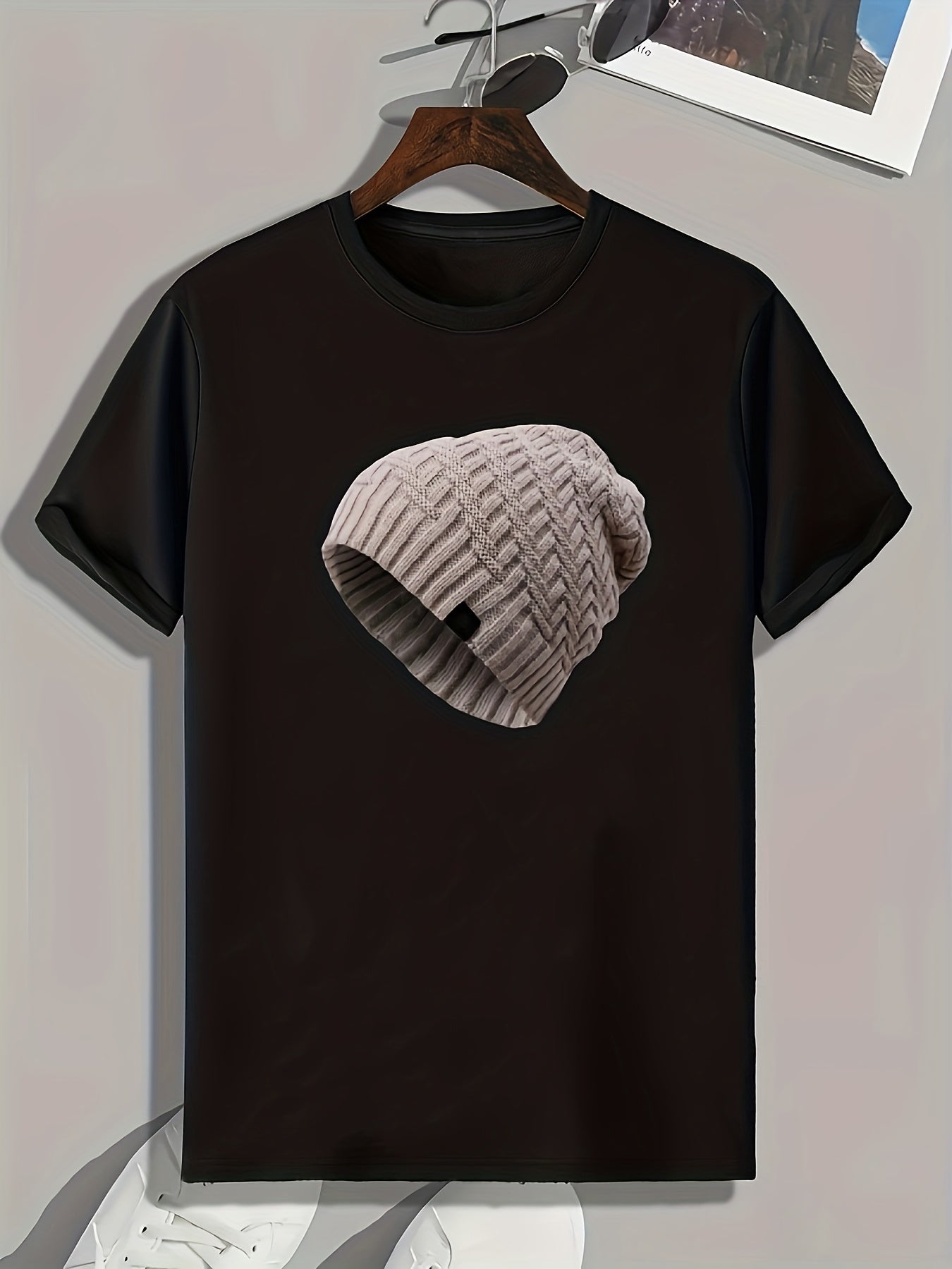 Men's Knitted Hat Pattern Print T-shirt