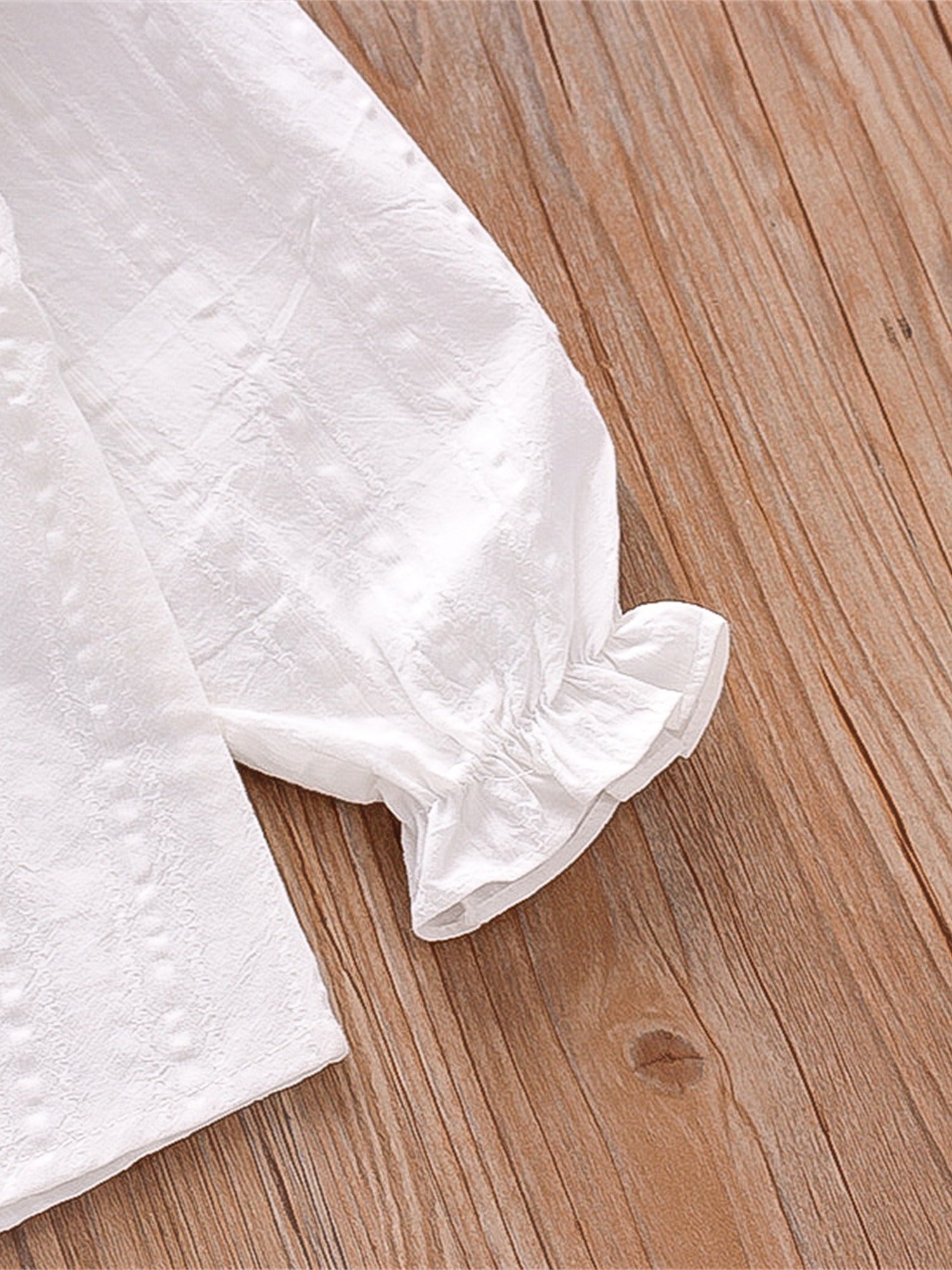 Girls Long Sleeve Shirt Big Lapel Ruffle Embroidered Shirt