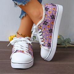 Women's Halloween Print Sneakers Low Top Flat Shoes