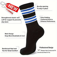 3 Pairs Non Slip Compression Crew Socks for Outdoor Activities