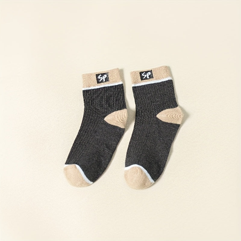 Men's Block Crew Socks Breathable Comfy Casual Unisex Socks