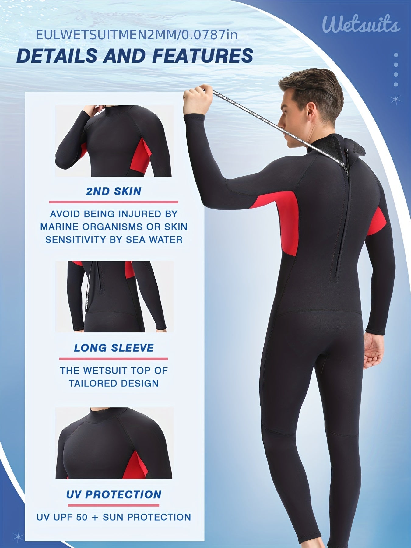 REALON Men's 2mm Neoprene Diving Wetsuit