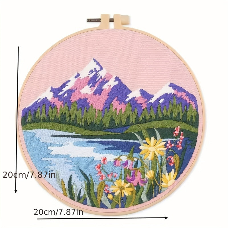 Landscape Embroidery DIY Material Bag Kit with Bandage