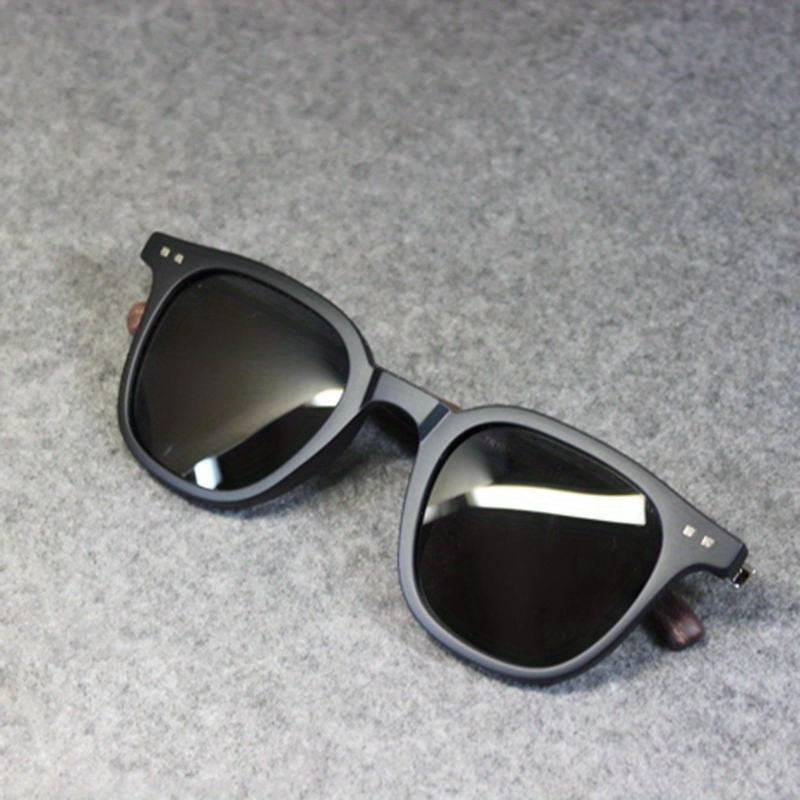 Vintage Polarized Square Sunglasses - Wood Grain UV400 Sun Shades