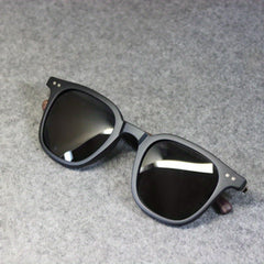 Vintage Polarized Square Sunglasses - Wood Grain UV400 Sun Shades
