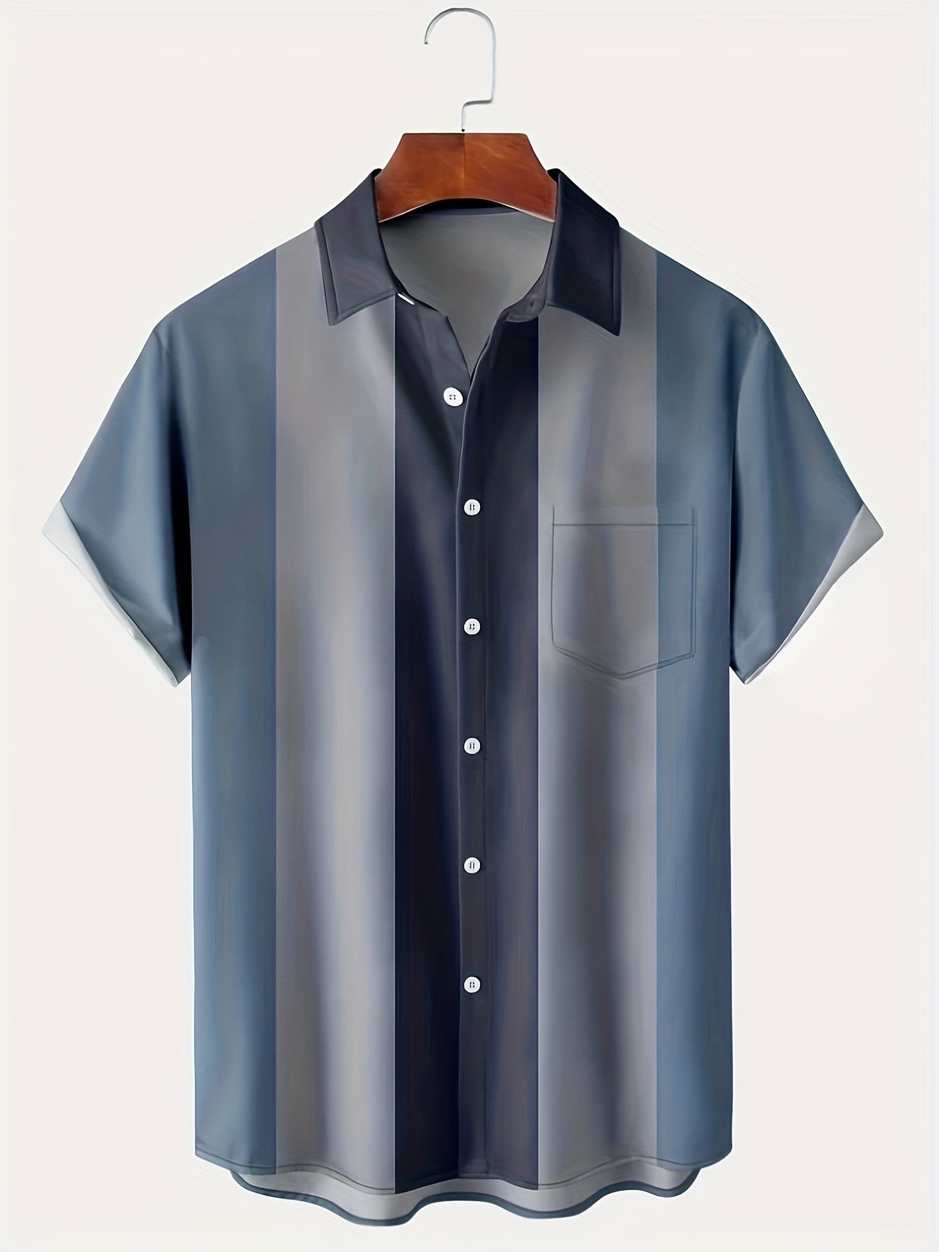 Men's Casual Coconut Tree Pattern Short Sleeve Shirt With Pocket