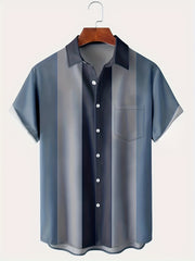 Men's Casual Coconut Tree Pattern Short Sleeve Shirt With Pocket