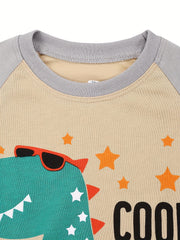 Kid's 2pcs Dino Print Pajama Set Top & Pants