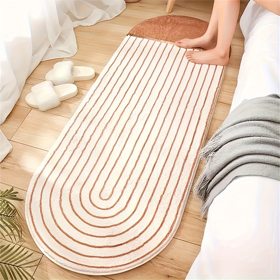 Striped Print Rug Hand Washable Mat Household Decorative Lovely Warm Carpet