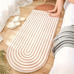 Striped Print Rug Hand Washable Mat Household Decorative Lovely Warm Carpet