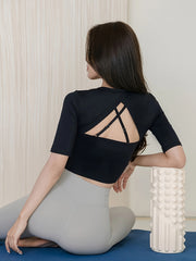 Round Neck Sporty Tee Quick Drying High Stretch T Shirt Women's Activewear