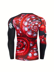 Men's Octopus Compression Shirt & Pants Set for Outdoor Activities