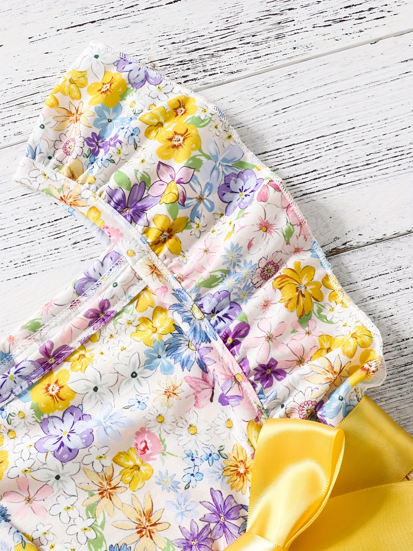 Girls Floral Print Ruffle Sleeve Rompers Comfortable Jumpsuit