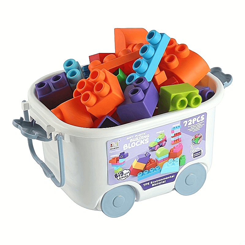 Large Particle Soft Rubber Building Blocks for Infants