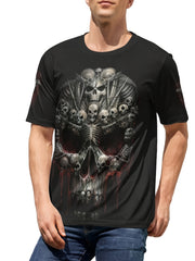 3D Skull Dragon Print Men's Graphic Crew Neck T-shirt