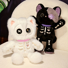 35in Skeleton Cat Plush Toy Soft Stuffed Doll Halloween Gift
