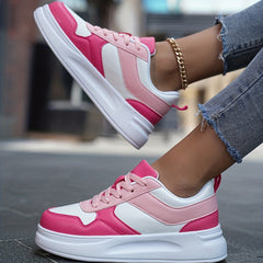 Women's Colorblock Casual Sneakers Low Round Toe Soft Shoes