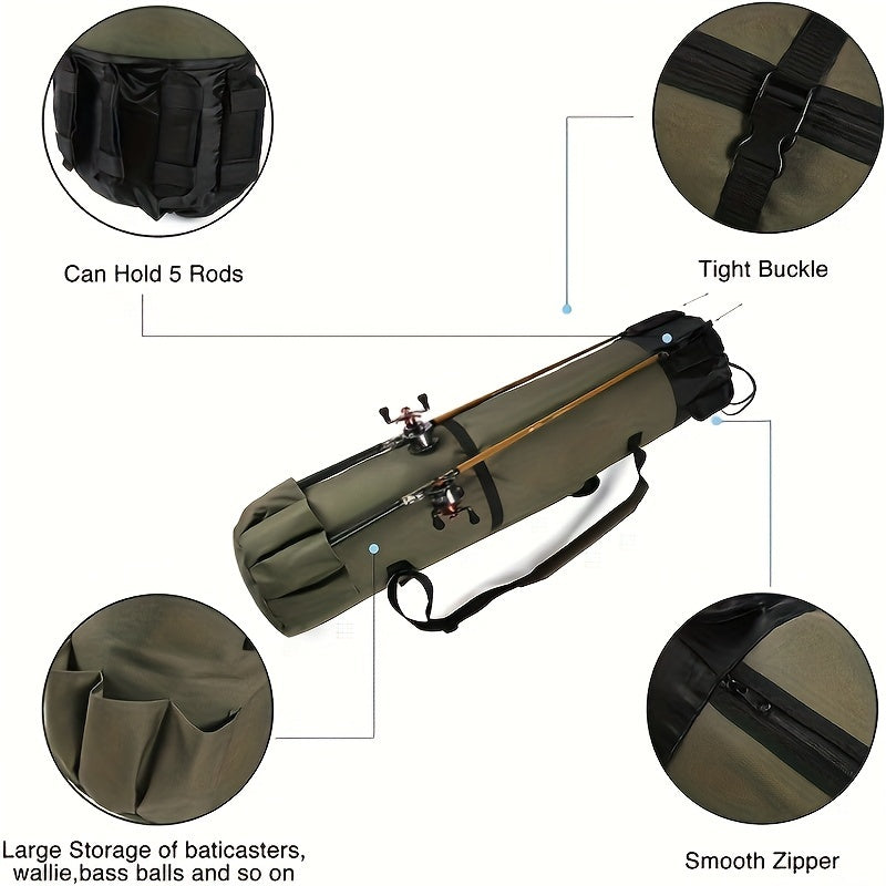 Waterproof Fishing Pole Bag with Rod Holder Organizer