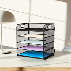 5-Layer Mesh Desktop File Organizer with Sliding Tray