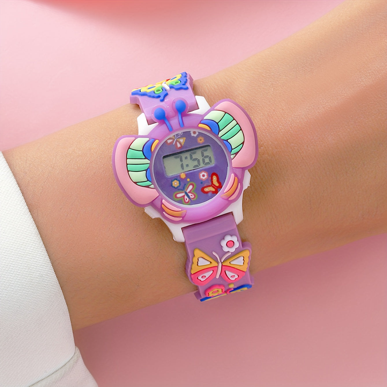 Creative Butterfly Electronic Watch Durable TPU Strap Ideal Birthday Gift