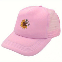 Butterfly Daisy Printed Trucker Hat Baseball Cap Mesh Breathable Sun Hats