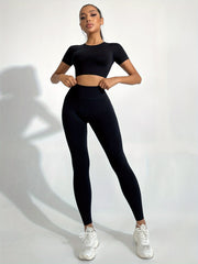 Yoga Workout Set Crop Top & Leggings Suit Women's Activewear