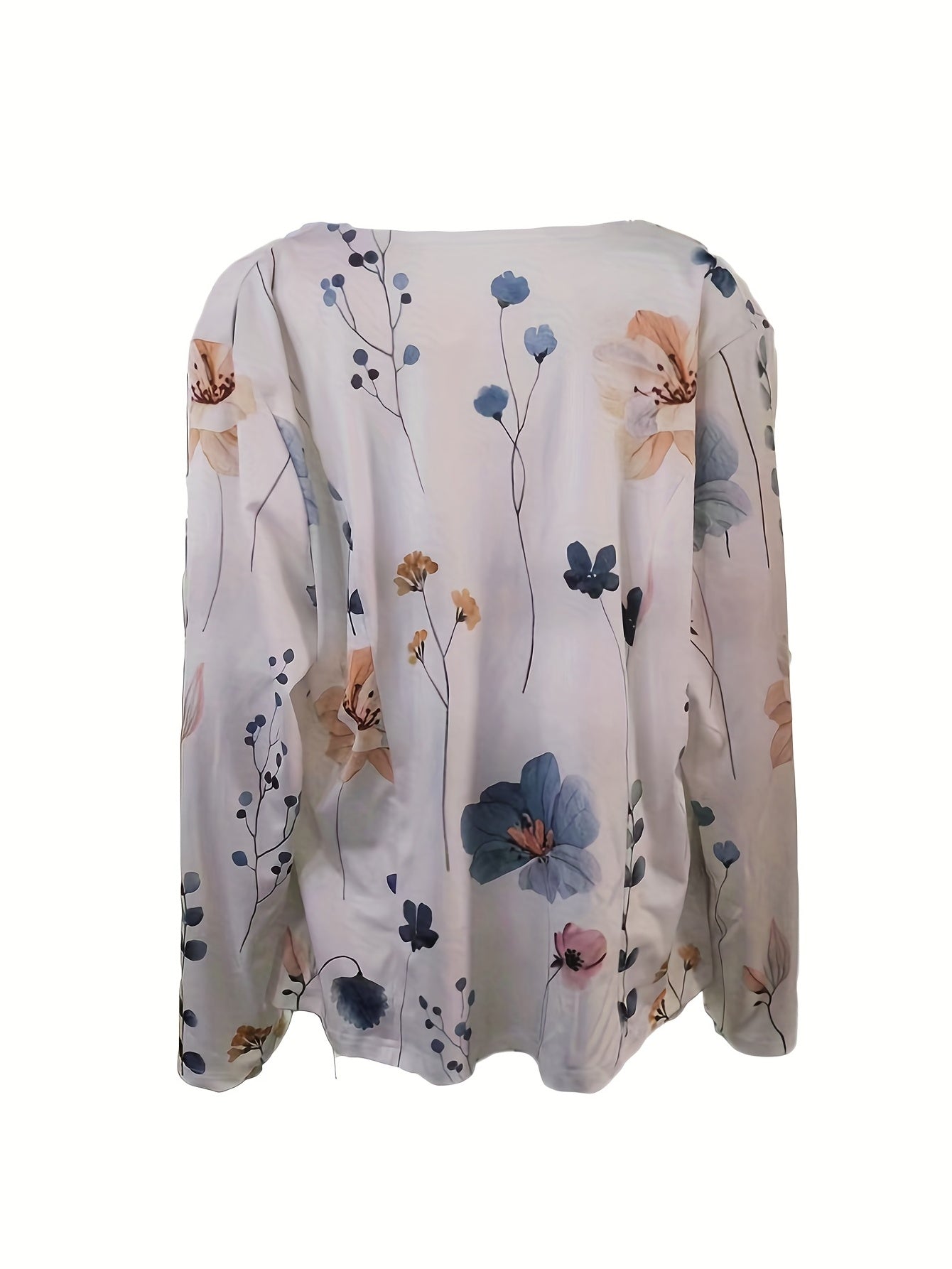 Floral Print Cardigan Open Front Long Sleeve Outerwear